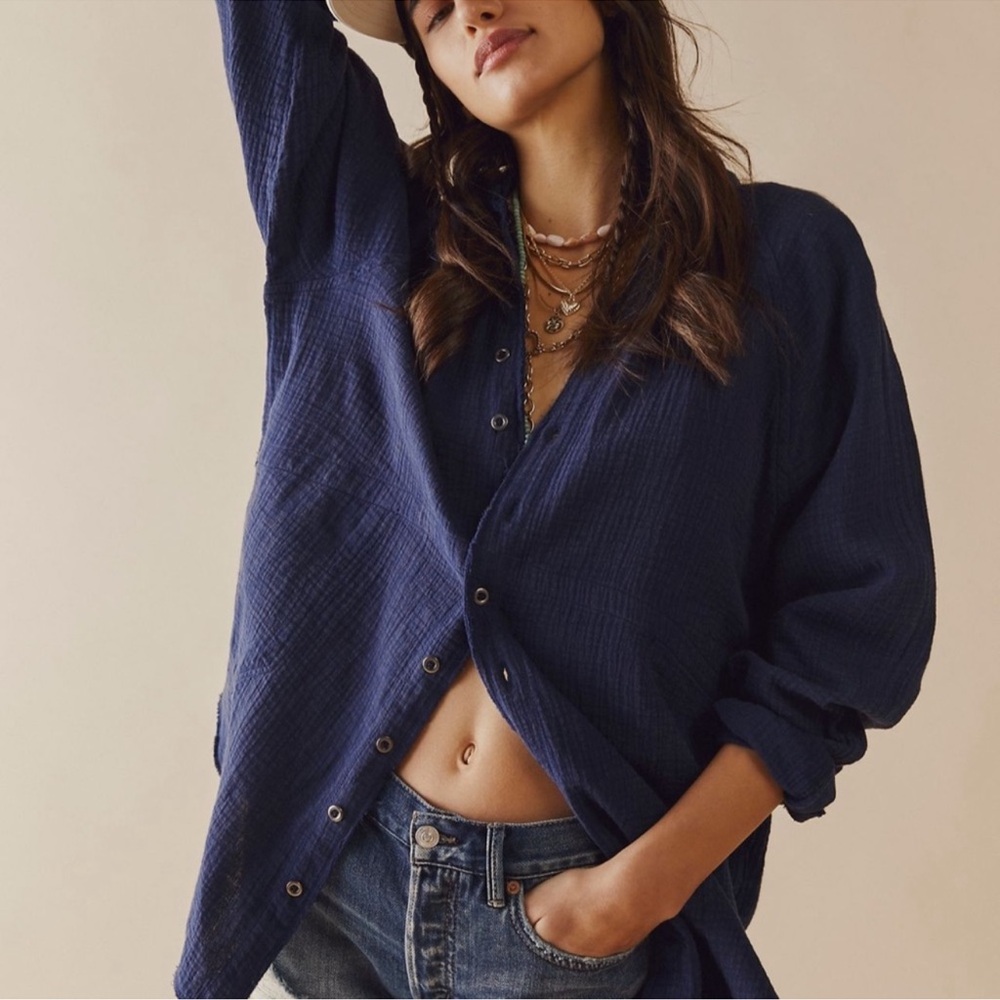 Free People Summer Daydream Gauze Buttondown